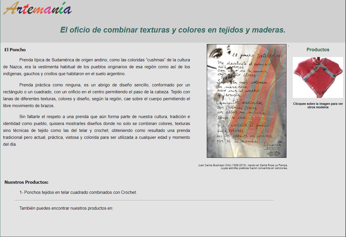 Sitio web Artemania desarrollado por CAMED-SI